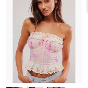 NWT Free People Dolly Floral Lace Tube Top Large